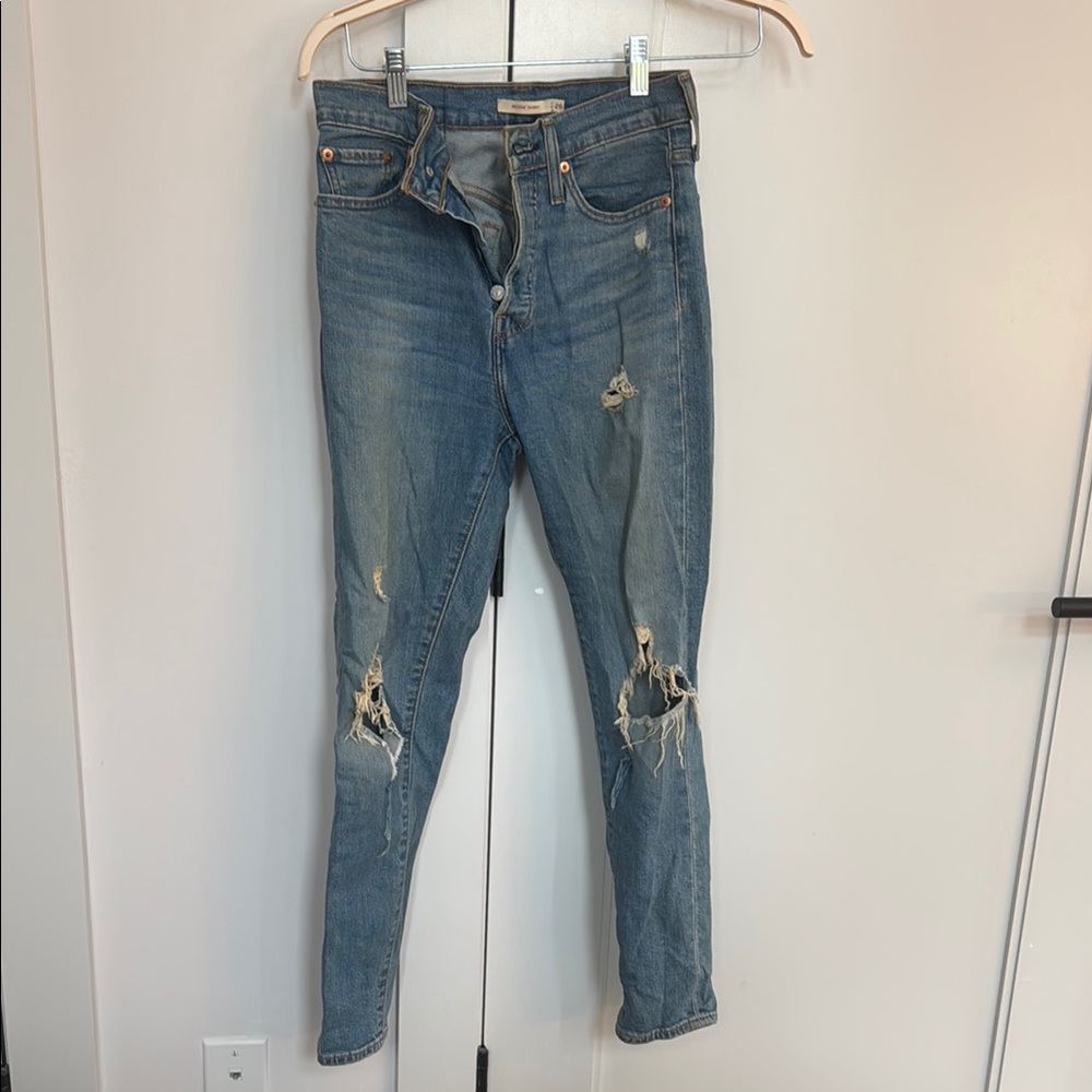 Levi's Blue Skinny Jeans with Distressed Details